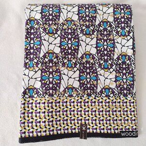 Woodin African Ankara 6 Yds Cotton Fabric 46 in W Wax Print Purple Gold NEW
